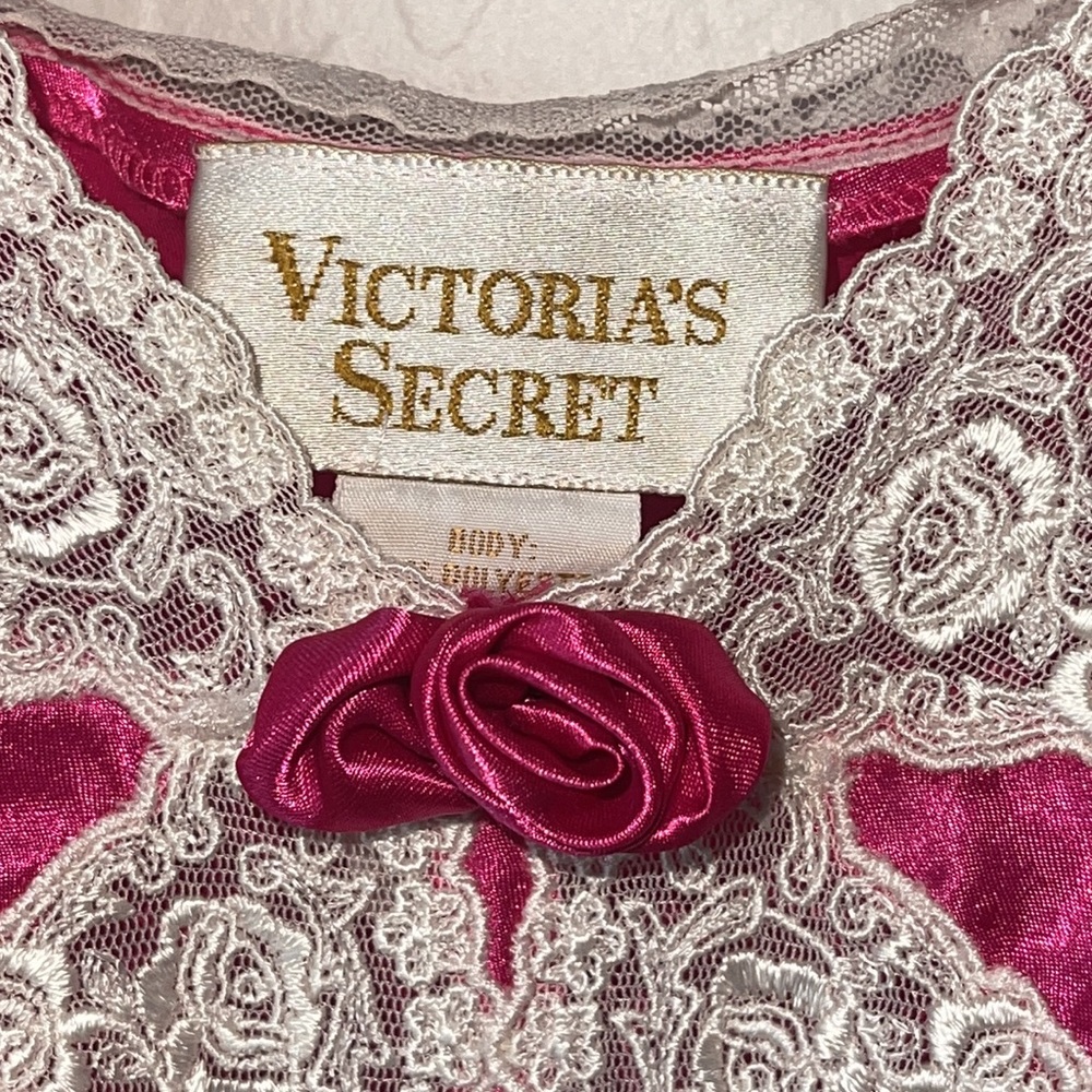 Victoria Secret Gold Label 1990's Fuchsia Teddy Vintage Lingerie size Large. EUC - Picture 11 of 14